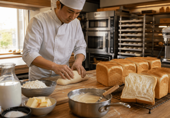 Milk Bread Jepang dengan Tekstur Lembut dan Elastis