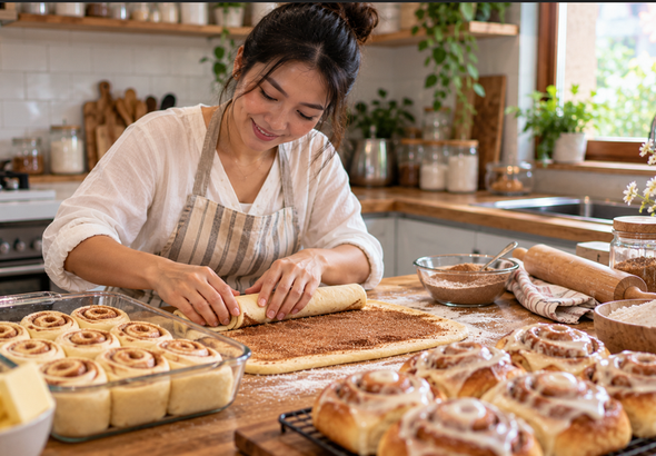 Cinnamon Roll Lembut dengan Isian Kayu Manis yang Harum