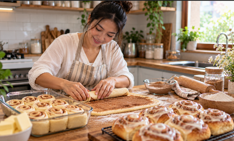 Cinnamon Roll Lembut dengan Isian Kayu Manis yang Harum